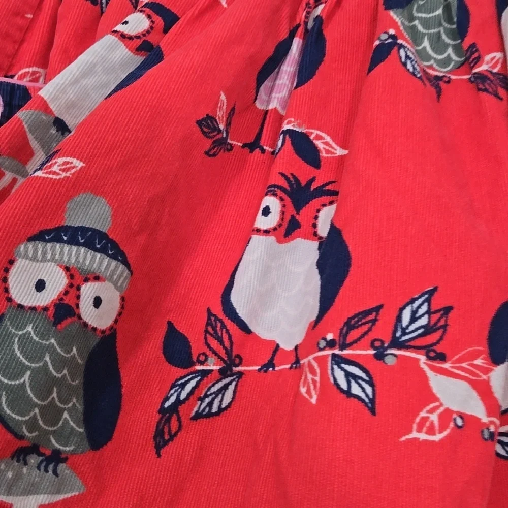 Mini Boden Owl Print Corduroy Girls Skirt Size 6-7 Years